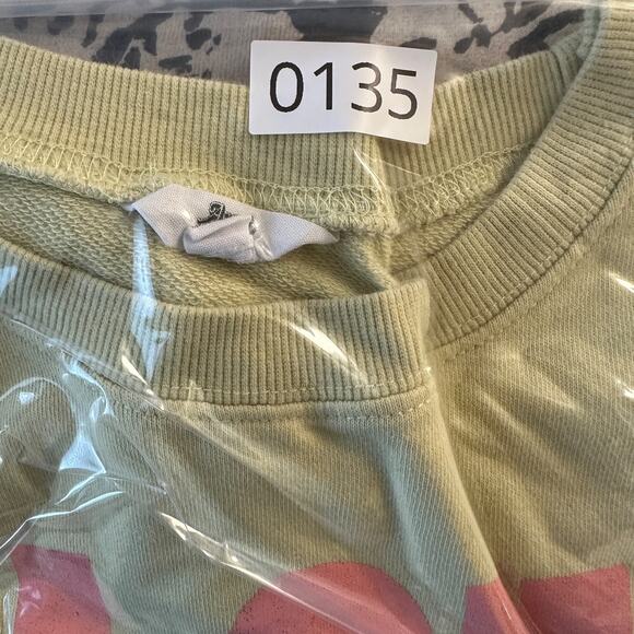 ascot & hart women's xl aloha sweatshirt yellow cropped crewneck pullover top - Picture 6 of 6